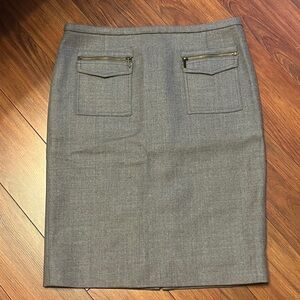 J. Crew Gray Pencil Skirt with Front Zipper Pockets